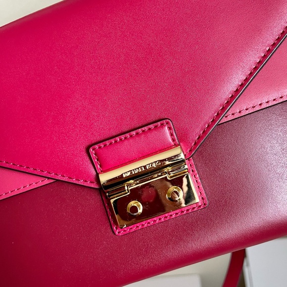 NWT Michael Kors Sloan Red/Wine Color Medium Top Handle Satchel with dust bag - Picture 8 of 15